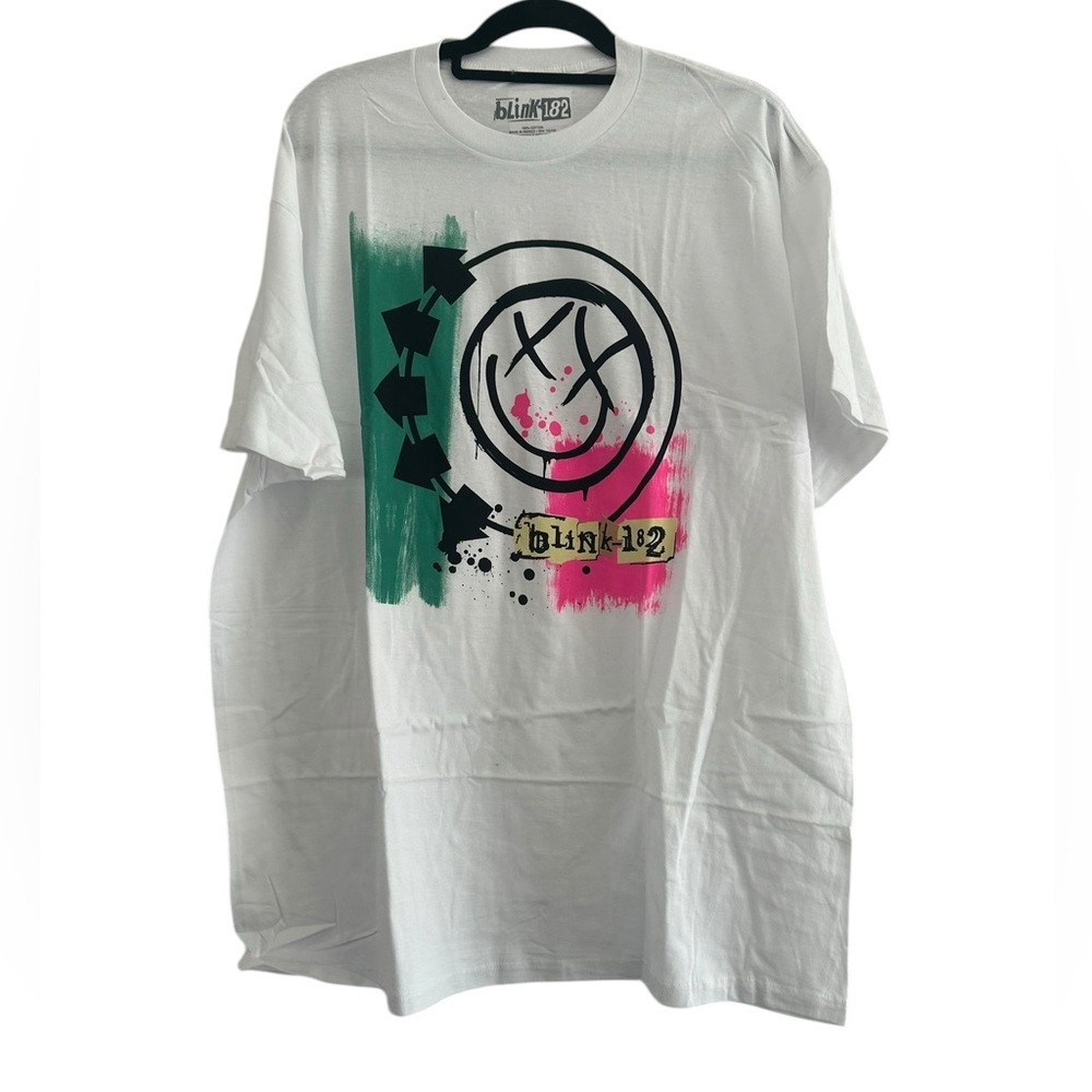 Blink-182 "Untitled" Album Logo White Tee - Classic Smiley Face Size XXL
